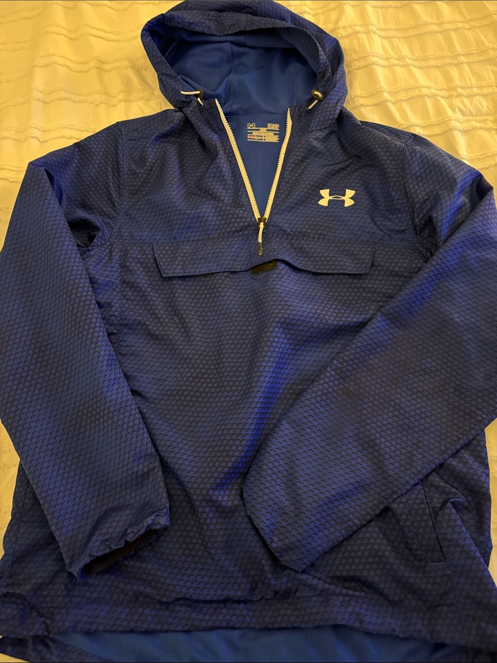 Under Armour Men's Deep Navy and Black Hooded Half-Zip Windbreaker-Size S